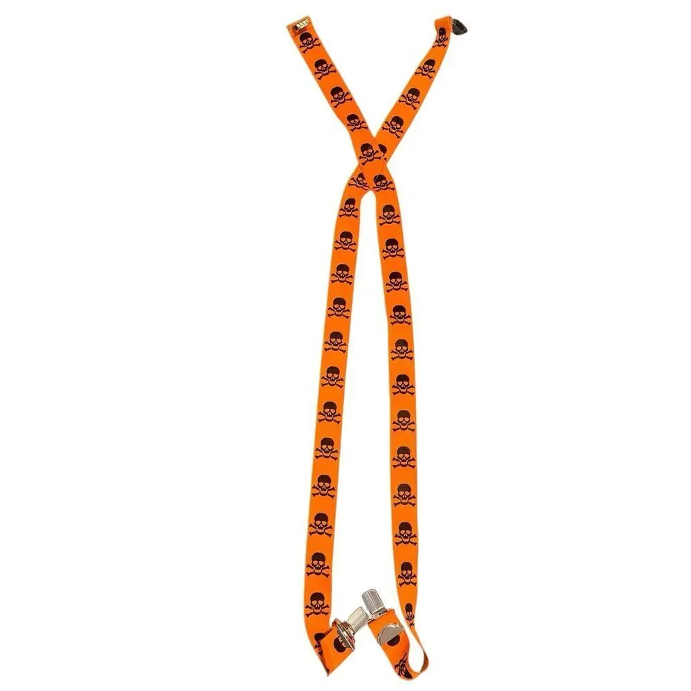 Gothic Skeleton Bones Halloween Suspenders Unisex Teen Adult Goth Spooky Costume